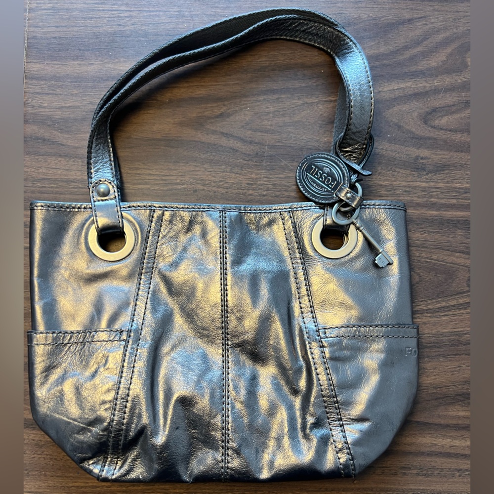 Fossil silver leather handbag
